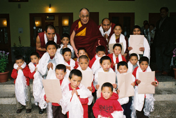 Dali Lama with the children from the Warrior Films Journey From Zanskar
