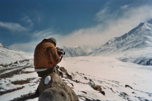 Frederick Marx shooting in snowy mountains
