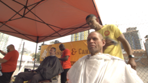 Cammies and Canines CEO and Founder gives haircuts to the homeless